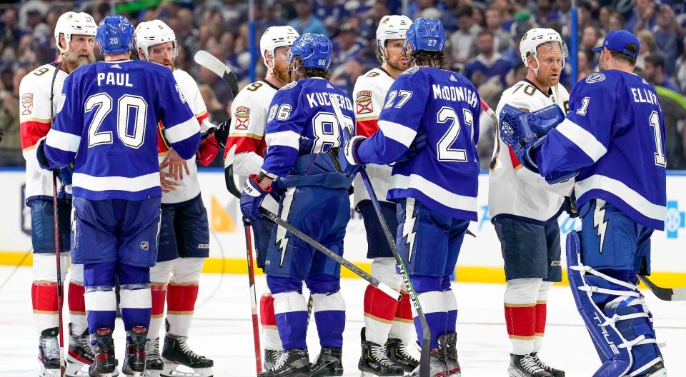 Following a dominating sweep of the Florida Panthers in Round 2, the Tampa Bay Lightning and their fans won't let their interstate rivals forget their premature playoff exit anytime soon. (Getty Images)