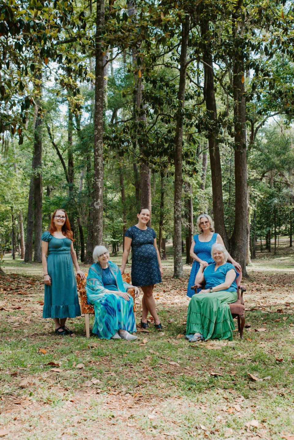 The organizers of the 2023 "Women Among Us" exhibit at LeMoyne: Linda Hall, Carol Lynne Knight, Becki Rutta, Mary Jane Ryals and Eleanor Dietrich.