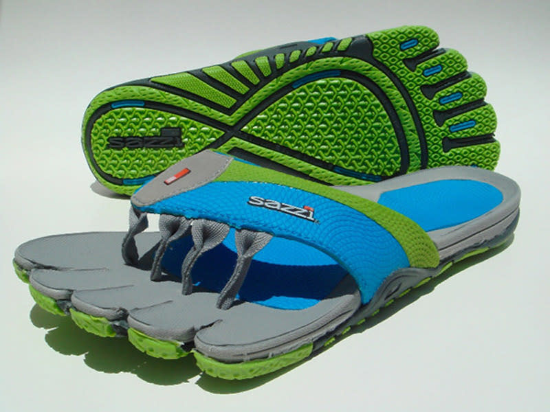 <div class="caption-credit"> Photo by: sazzi.com</div><b>Sazzi Decimal Sandals, $80</b> <br> Vibram Five Fingers shoes are bad enough. Who wants flip-flops with uncomfortable straps between EVER SINGLE TOE?! Blister central. <br>