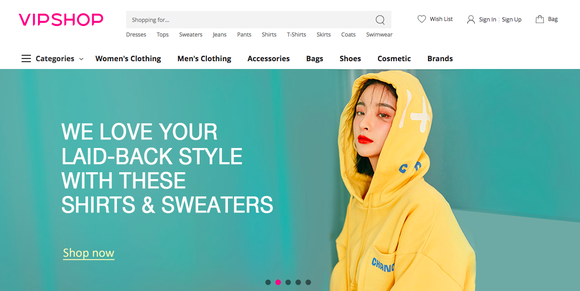 Vipshop homepage for U.S. shoppers.