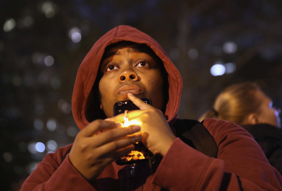 <p>People take part in a vigil for those killed the day before on Nov. 1, 2017 in New York City. The Council on American-Islamic Relations organized the event a day after the attack in lower Manhattan that killed 8 people. (Photo: John Moore/Getty Images) </p>