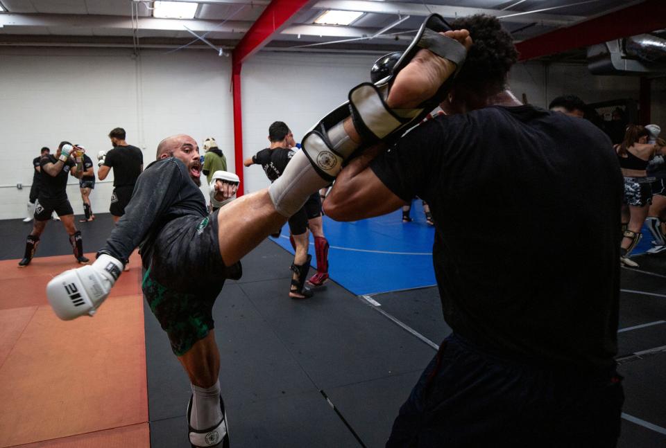 AJ Hotchkins, a former UTEP football player trains for his upcoming fight in Mixed Martial Arts.