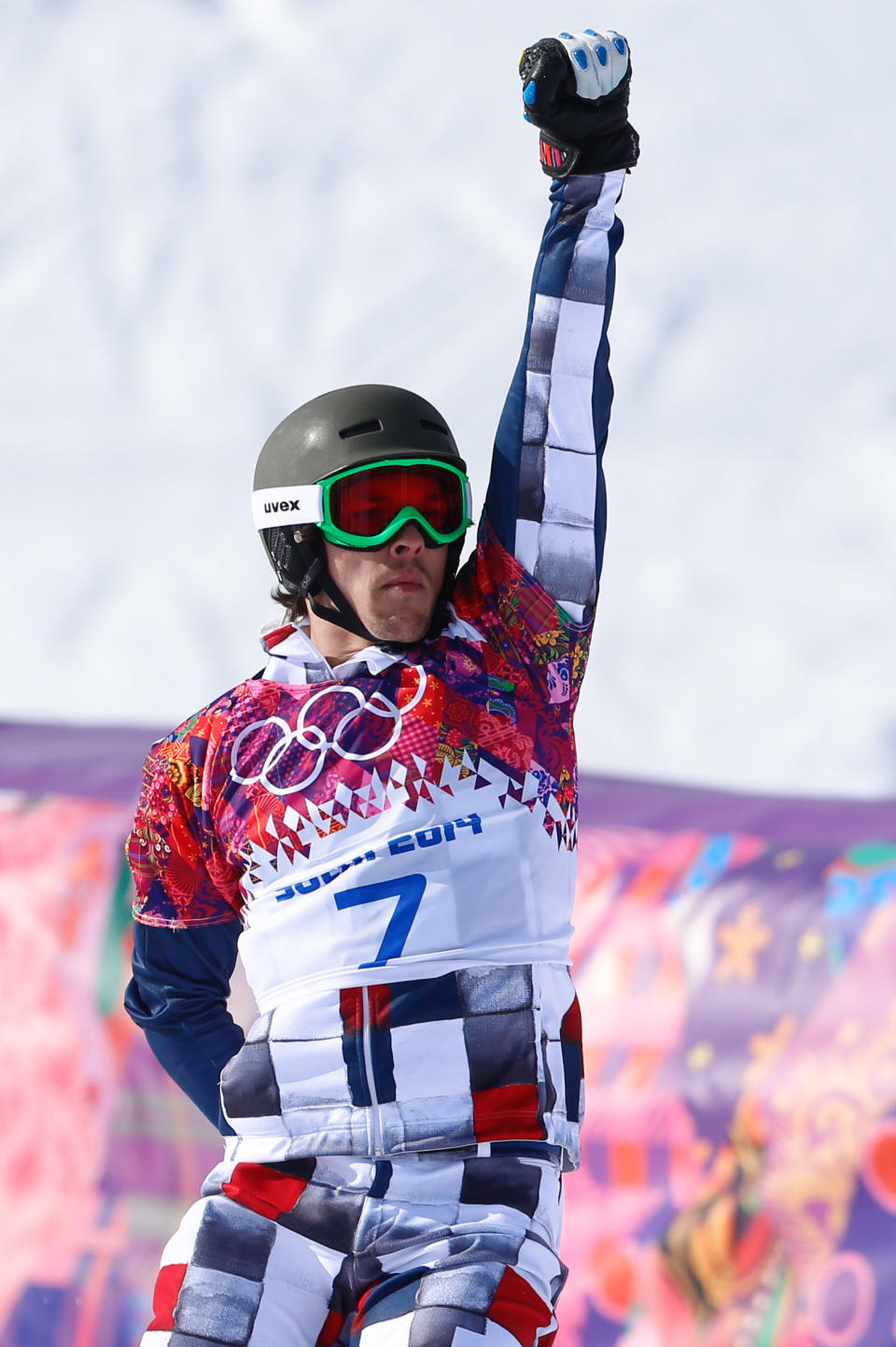 SOCHI, RUSSIA - FEBRUARY 19: (FRANCE OUT) Vic Wild of Russia wins the gold medal during the Snowboarding Men's & Women's Parallel Giant Slalom at the Rosa Khutor Extreme Park on February 19, 2014 in Sochi, Russia. (Photo by Agence Zoom/Getty Images)