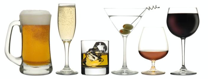 Researchers are working to tease apart how various alcohol types contribute to weight gain and disease risk. <a href="https://www.gettyimages.com/detail/photo/six-drinks-royalty-free-image/157333486?adppopup=true" rel="nofollow noopener" target="_blank" data-ylk="slk:pixhook/E+ via Getty Images;elm:context_link;itc:0" class="link ">pixhook/E+ via Getty Images</a>