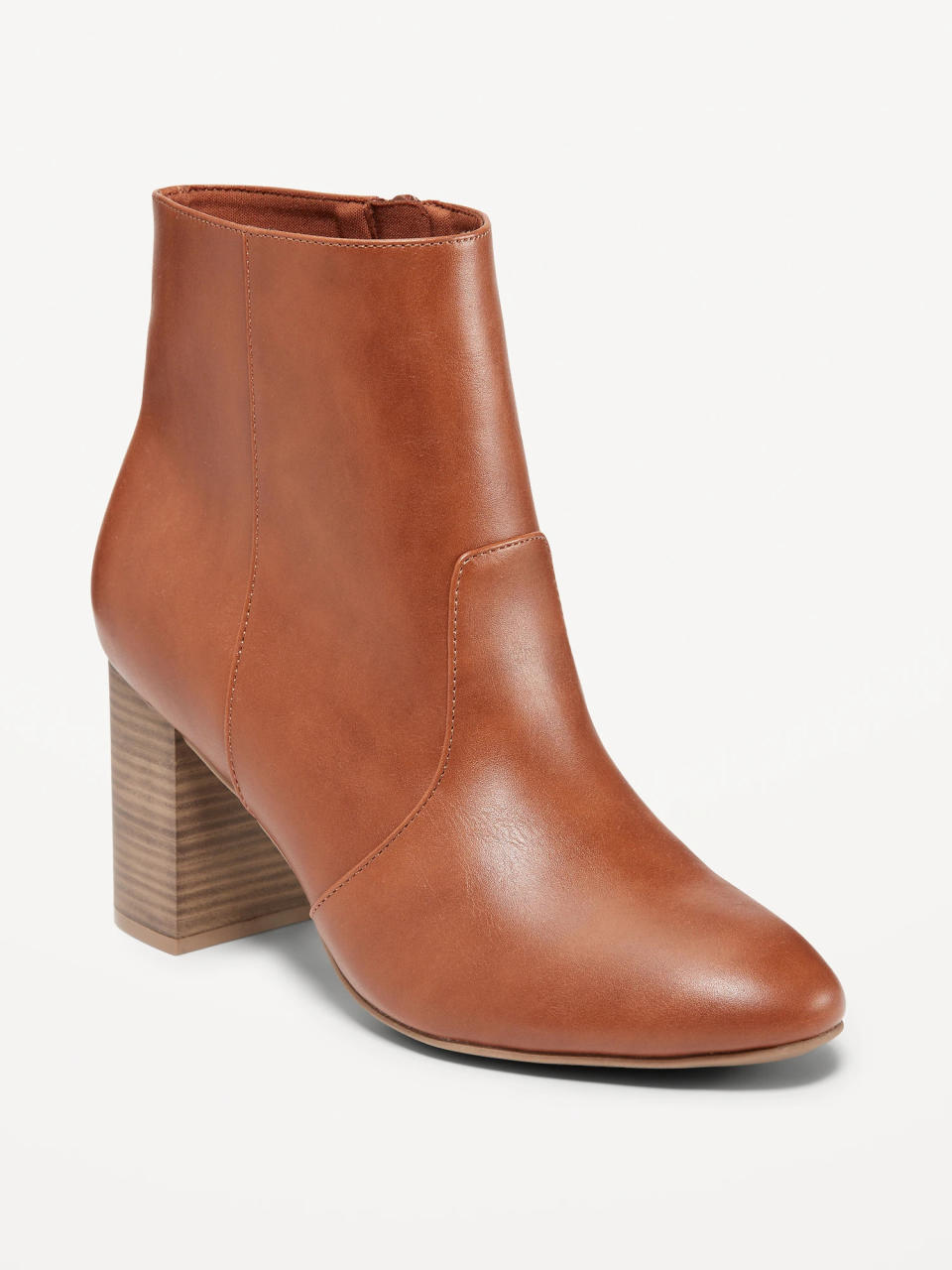 Faux Leather Block Heel Ankle Boots. Image via Old Navy.