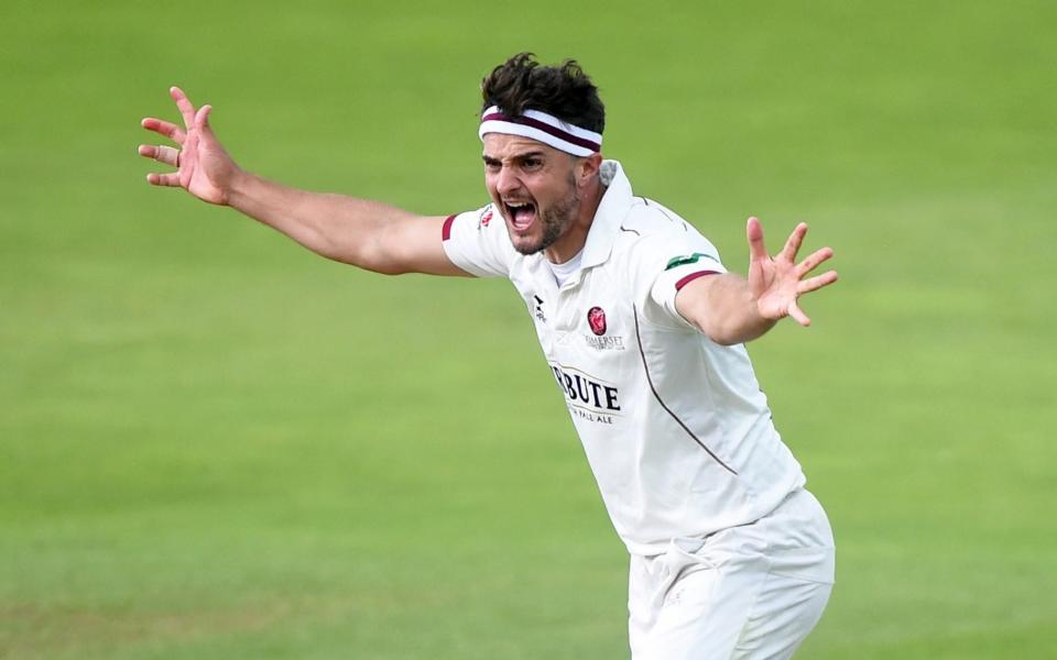 Jack Brooks of Somerset appeals but is unsuccessful during the Specsavers County Championship Division One match between Warwickshire and Somerset at Edgbaston on August 18, 2019 in Birmingham, England - Nathan Stirk/Getty Images)