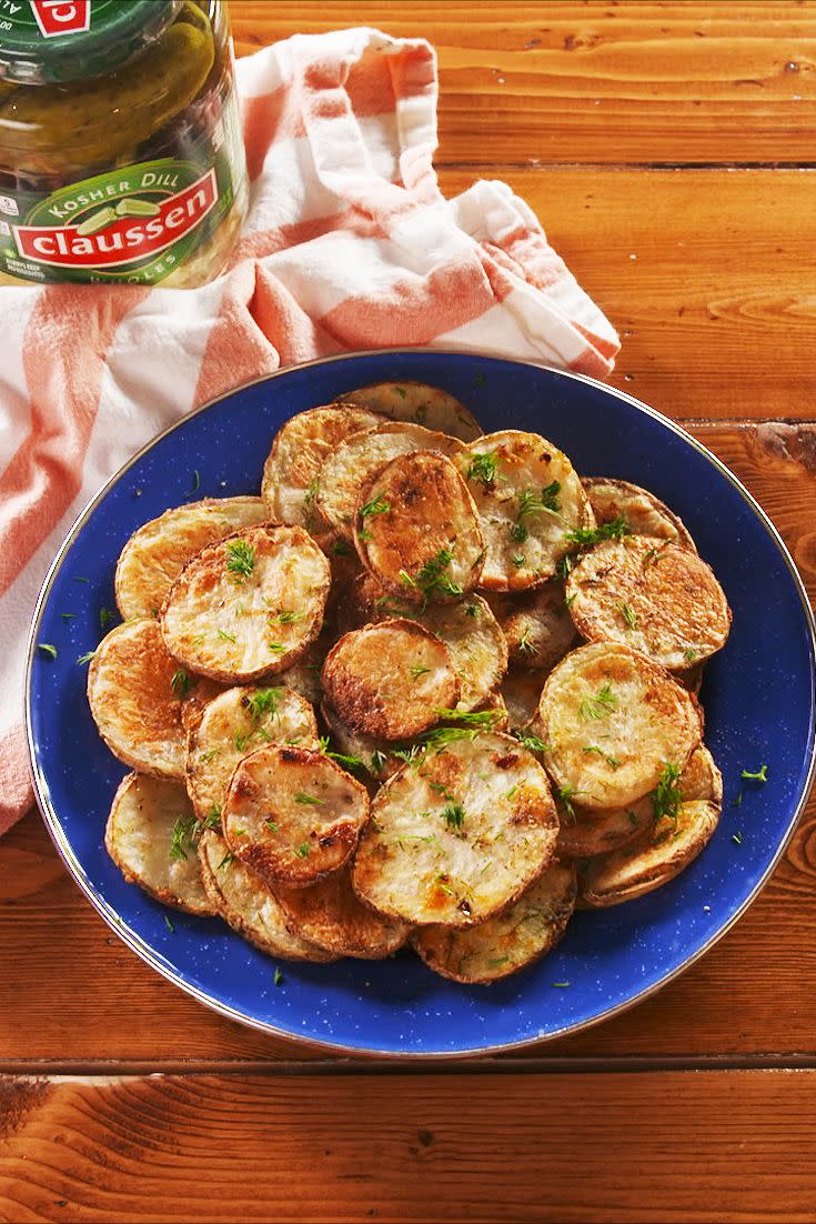 <p>These are next level 😱. </p><p>Get the recipe from <a href="https://www.delish.com/cooking/recipe-ideas/a26435080/dill-pickle-potato-chips-recipe/" rel="nofollow noopener" target="_blank" data-ylk="slk:Delish;elm:context_link;itc:0;sec:content-canvas" class="link ">Delish</a>.</p>