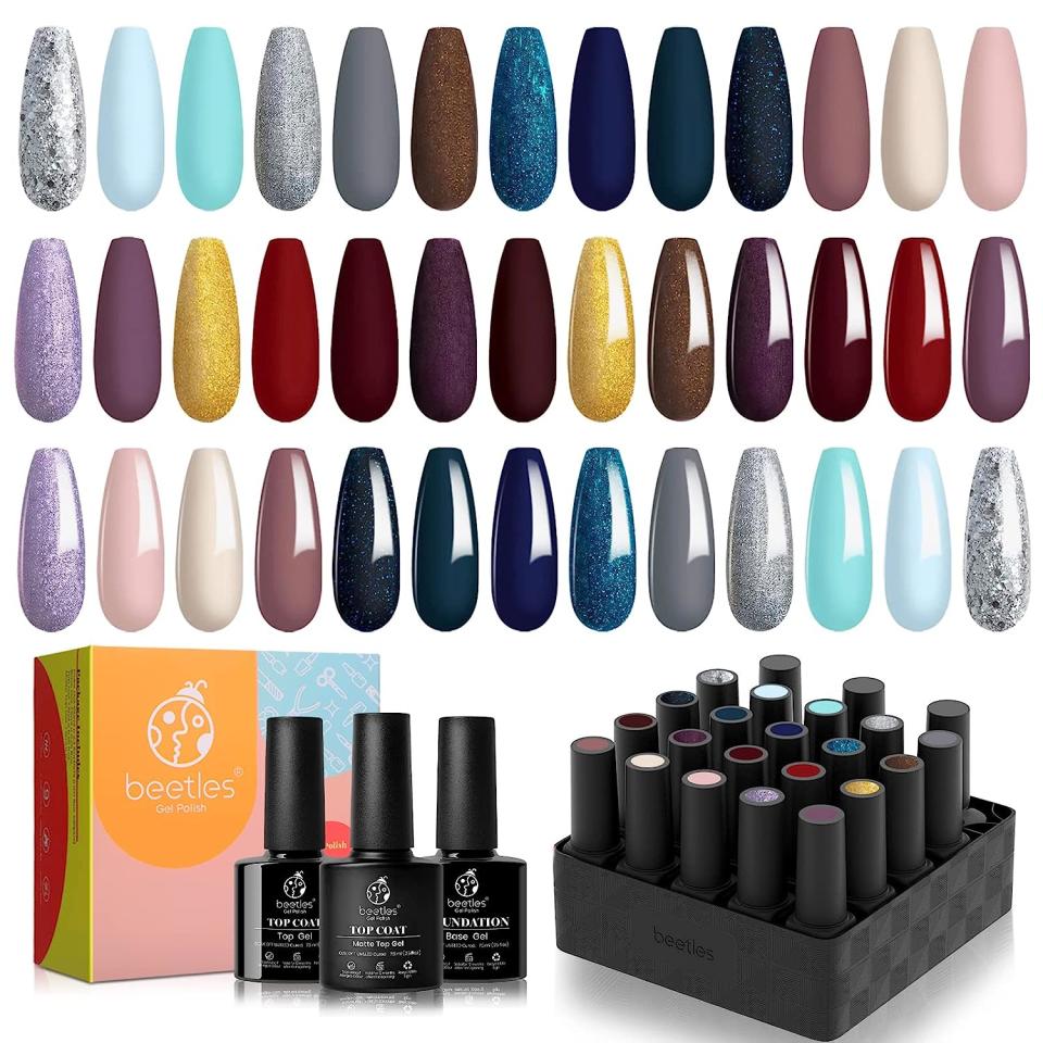 nail polish kit with glossy and glittery shades