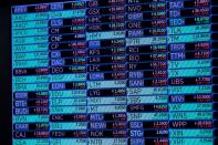 Traders work on the floor of the New York Stock Exchange (NYSE) in New York