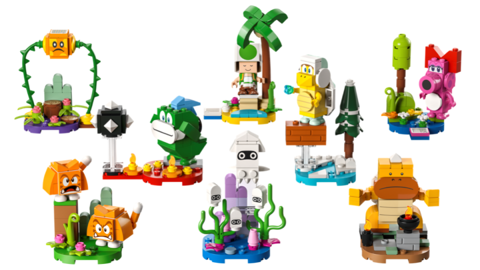 A LEGO Super Mario Bros. set of eight characters