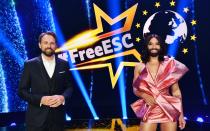 <p>Als im vergangenen Jahr die 65. Ausgabe des "Eurovision Song Contest" in Rotterdam aufgrund der Corona-Pandemie abgesagt wurde, lieferten ProSieben und Stefan Raab mit dem "Free Eurovision Song Contest" kurzerhand ein Alternativprogramm. 2021 geht die Veranstaltung in die zweite Runde, am 15. Mai begrüßen Steven Gätjen und Conchita Wurst Teilnehmer aus 16 Ländern zum Wettstreit an. (Bild: ProSieben / Willi Weber)</p> 