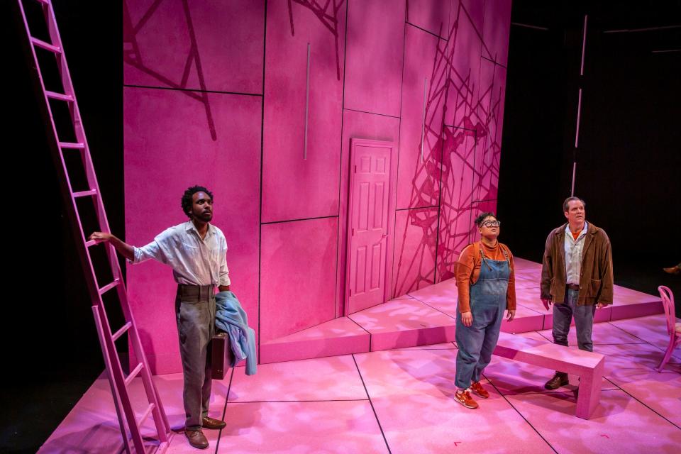 From left, Alexi Smith, Ashley J. Mandanas and Ford Austin appear in a scene from Oklahoma City Repertory Theater's production of Emily Zemba's new play "Superstitions."