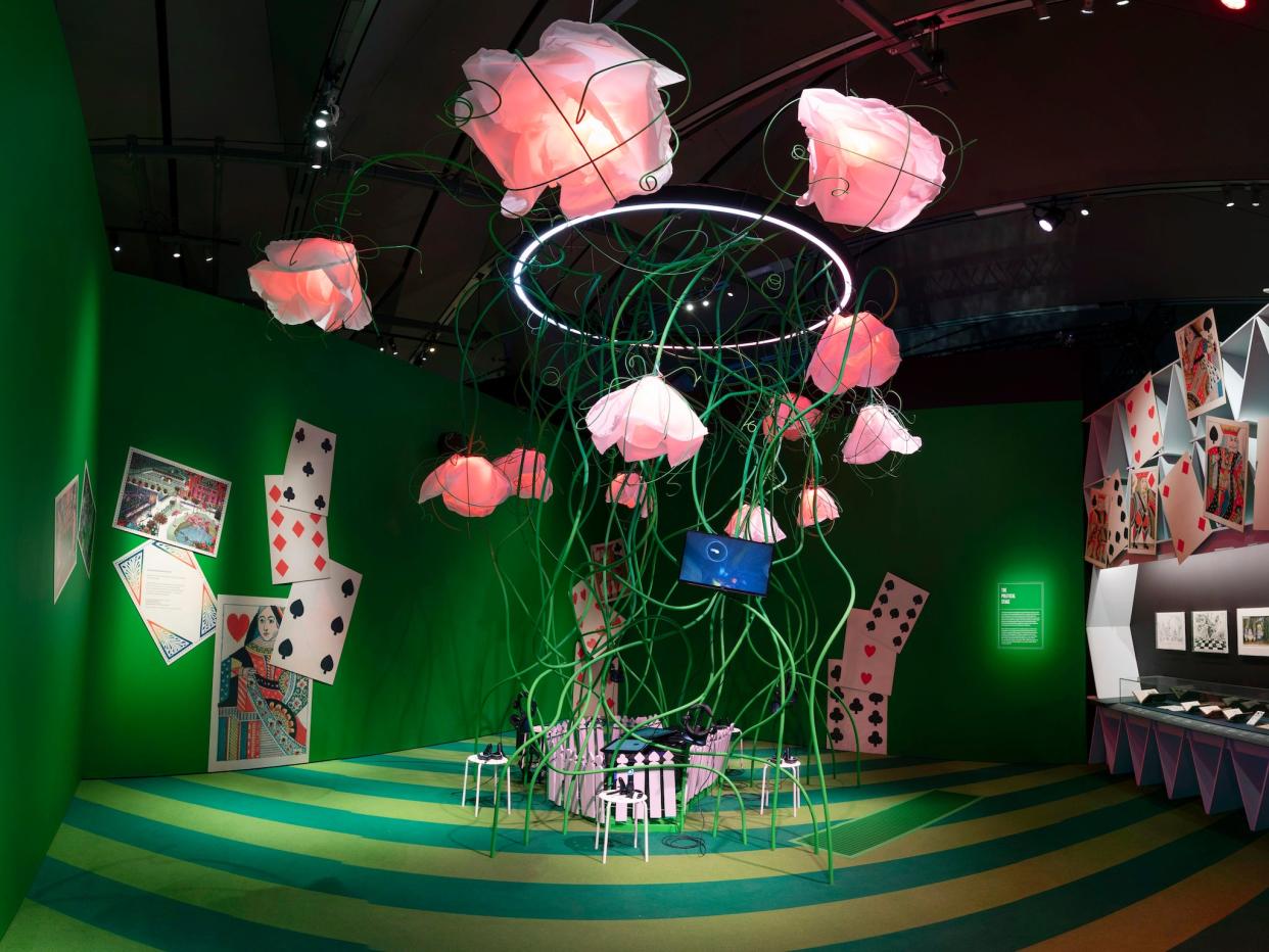 <p>There’s a giant toppling house of cards, a gargantuan caterpillar on stilts and Bridget Riley-style wallpaper on display</p> (The Victoria and Albert Museum)