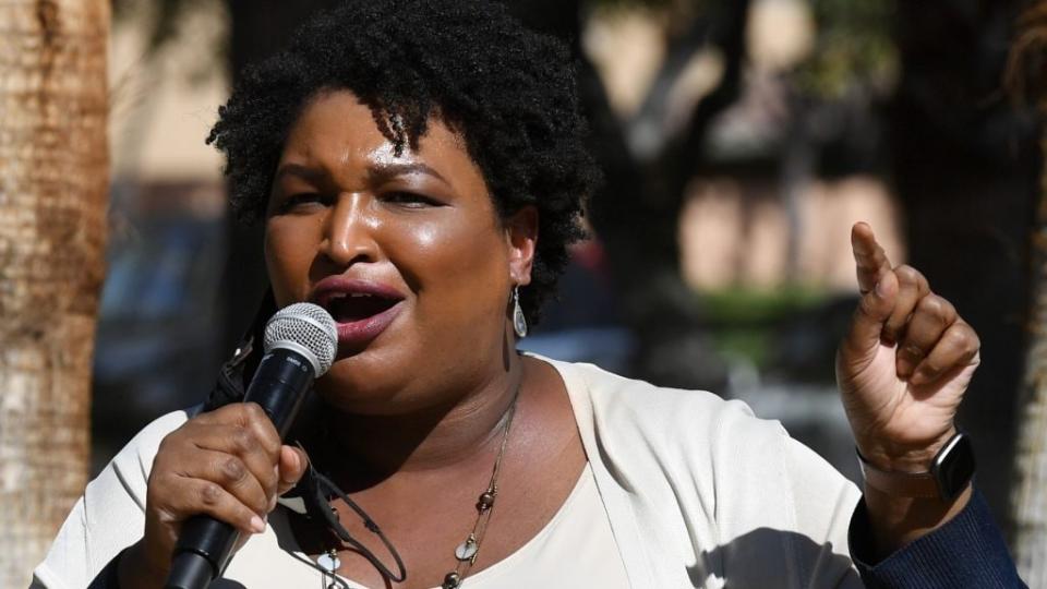 Former Georgia gubernatorial candidate Stacey Abrams campaigns in October for Joe Biden and Kamala Harris at a Democratic canvass kickoff at Las Vegas’ Bruce Trent Park. (Photo by Ethan Miller/Getty Images)