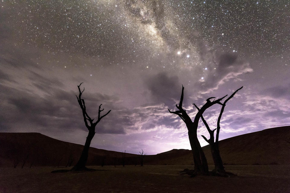 <p>A time-lapse image of a storm in the Namib Desert. (Photo: Brendon Cremer/Caters News) </p>