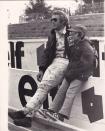 <p>Steve McQueen brings his son Chad McQueen to set at the race track while he films Les Mans in France in 1971. </p>