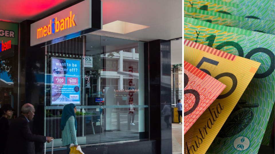 Medibank branch. Australian money. 