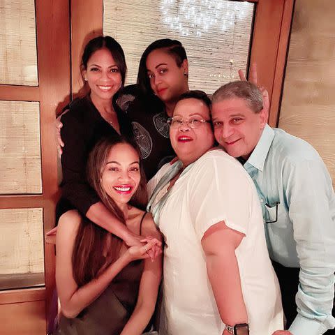 <p>Cisely Saldana Instagram</p> Zoe Saldana with her sisters Cisely and Mariel and parents Asalia Nazario and Dagoberto Galan.