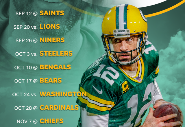 Get your downloadable 2021 Green Bay Packers schedule wallpaper