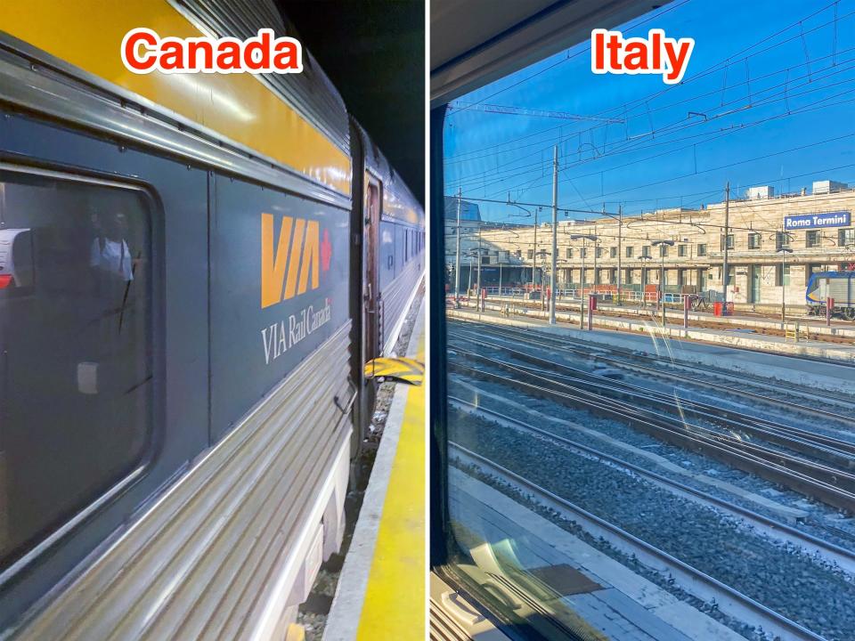 The trains arrive in Québec City, Canada, and Rome.