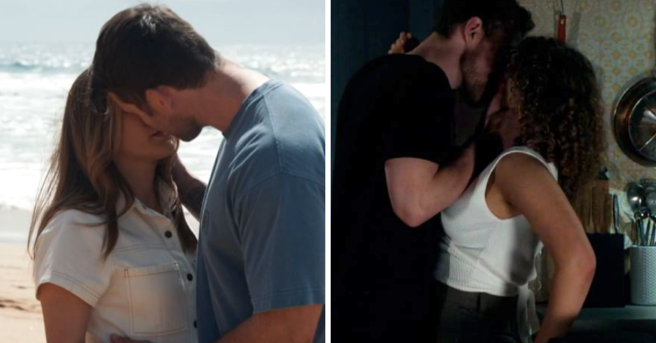 Home and Away promo shots showing two couples kissing 