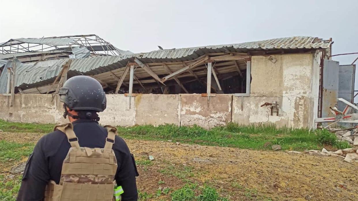 Aftermath of Russian attack on the village of Shestakove on 26 April. Photo: the Kharkiv Oblast Police