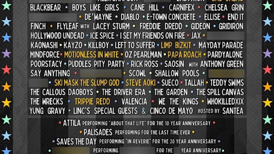 The Bamboozle Festival 2023 Lineup Limp Bizkit, Rick Ross, Papa Roach