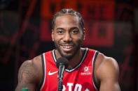 Toronto Raptors NBA basketball team player Kawhi Leonard is photographed during media day in Toronto, Monday, Sept. 24, 2018. (Chris Young/The Canadian Press via AP)