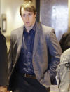 Dallas Cowboys linebacker Sean Lee arrives at court for closing arguments in the intoxication manslaughter trial of former Cowboys NFL football player Josh Brent Tuesday, Jan. 21, 2014, in Dallas. Lawyers wrapped up their closing arguments Tuesday morning before the case went to the jury for deliberations. Prosecutors accuse Brent of drunkenly crashing his Mercedes near Dallas during a night out in December 2012, killing his good friend and teammate, Jerry Brown. (AP Photo/LM Otero)