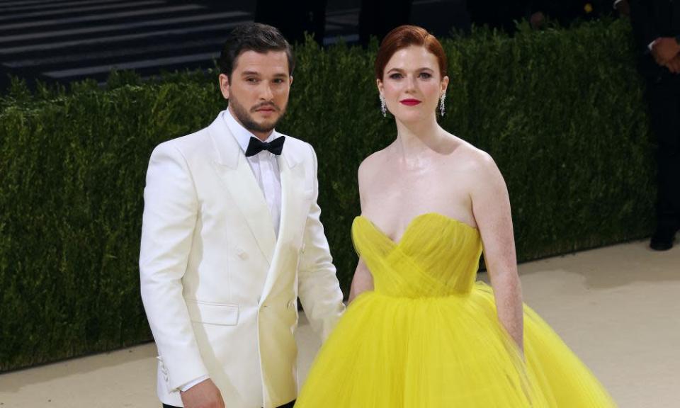 ‘Would I work with Kit again? We’d sabotage the process by laughing’: the couple arrive at the 2021 Met Gala in New York.