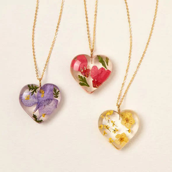 Birth Month Flower Heart Necklace