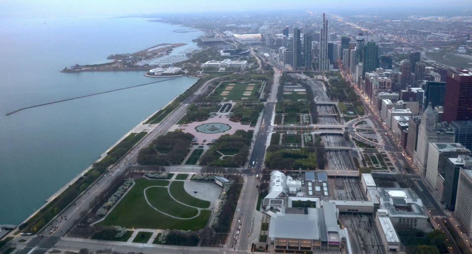 Grant Park, shown April 28, 2023, will play host to Chicago&#39;s NASCAR street race. (Antonio Perez/Chicago Tribune/Tribune News Service via Getty Images)