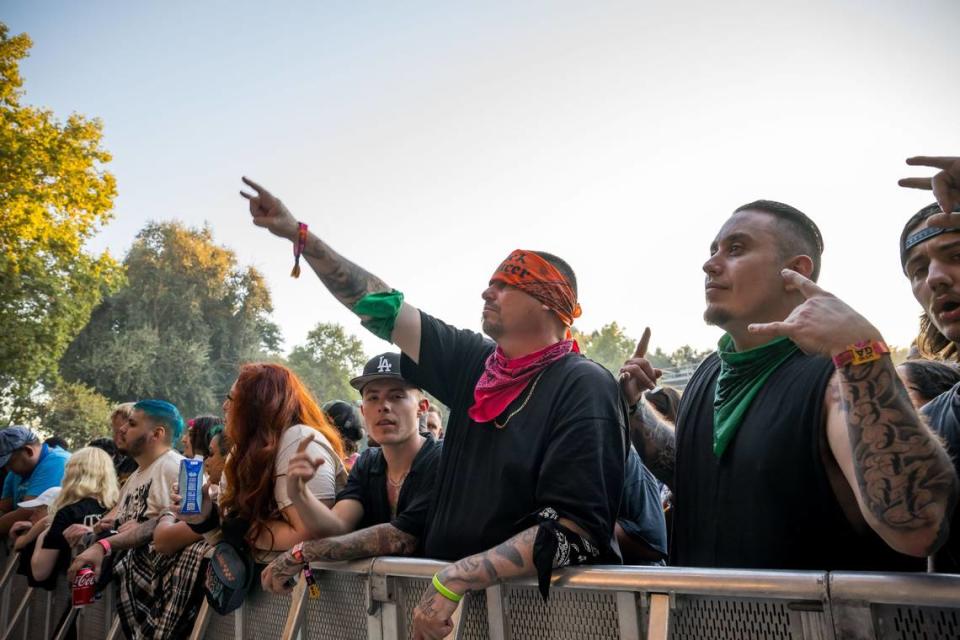 Attendees cheer as The Cult performs on the first day of Aftershock music festival on Thursday.