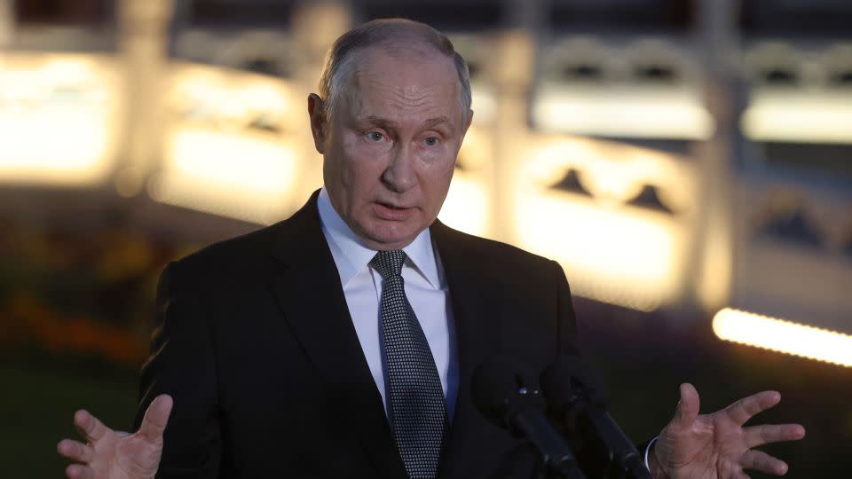 Russian President Vladimir Putin speaks during a press conference on October 18, 2023, in Beijing, China - Contributor/Getty Images