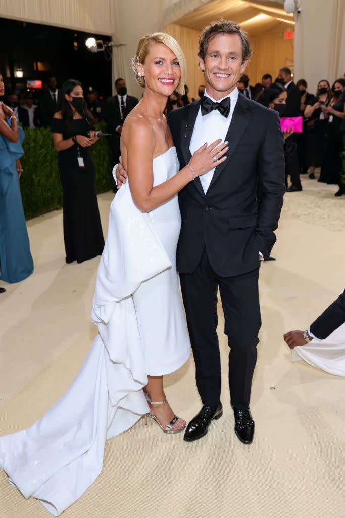 <p>Danes wore white Prabal Gurung to the Met Gala with her husband Dancy. </p>