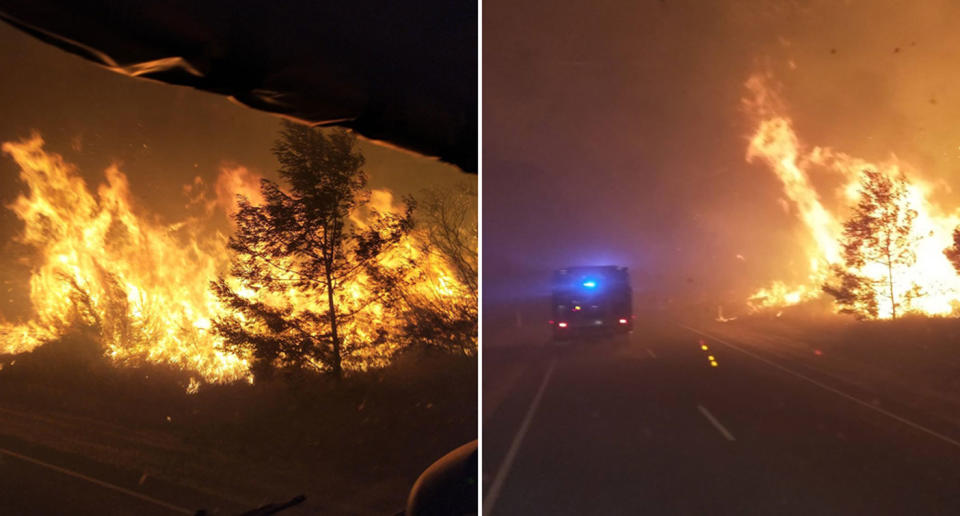 Blazes roadside as crews head to Longford on Friday night. Source: Maffra Fire Brigade