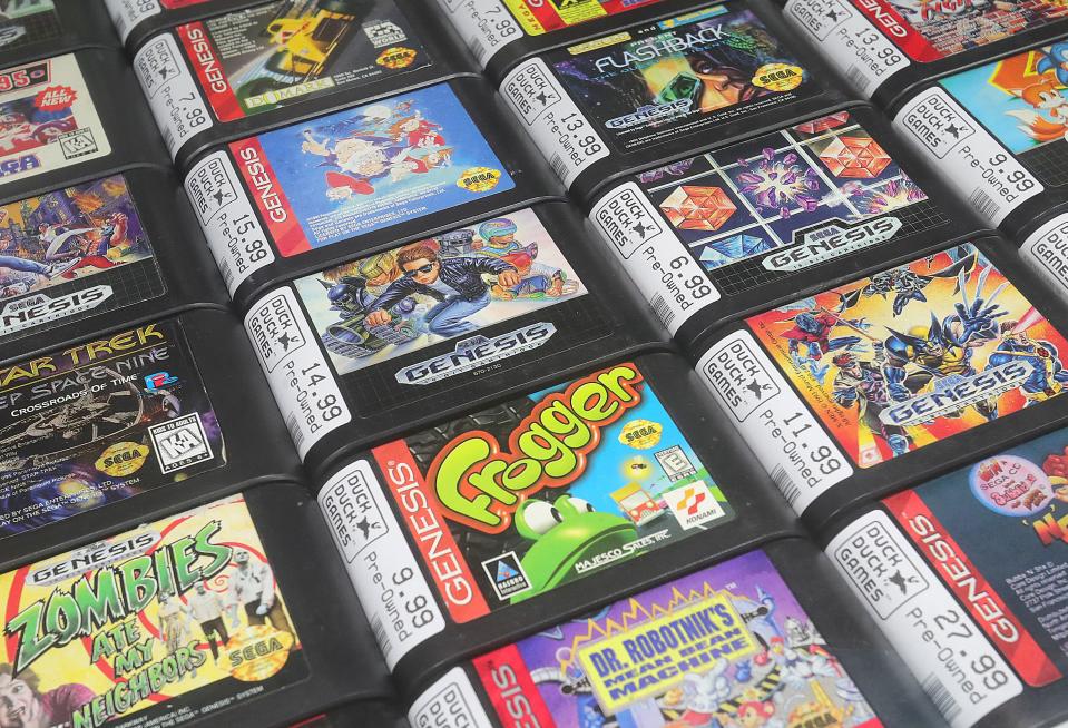 Pre-owned Sega Genesis games are among the items available at Duck Duck Games in Munroe Falls.