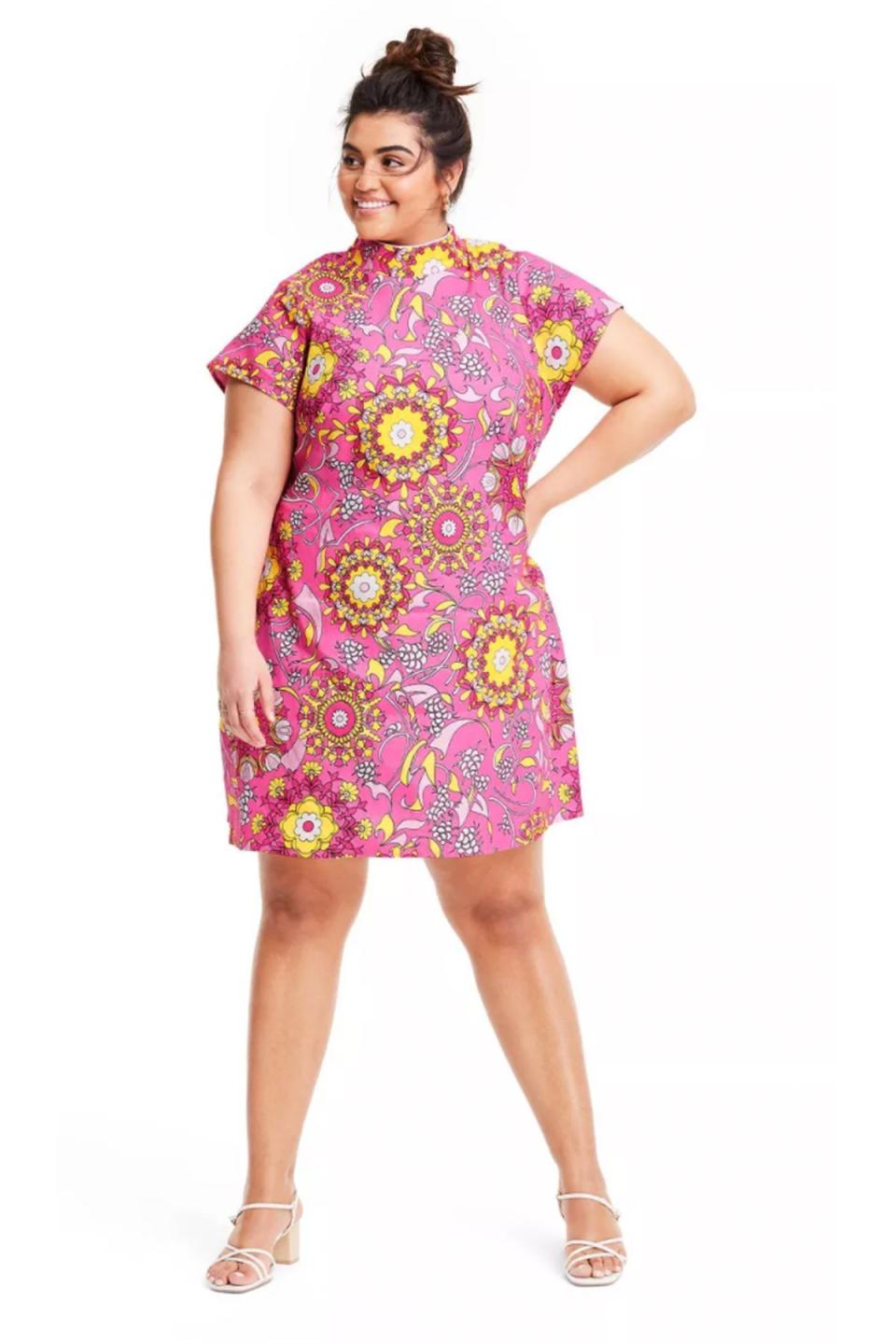 Floral Short Sleeve Shift Dress