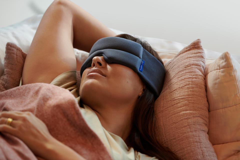 woman wearing Casper Snoozewear sleep mask