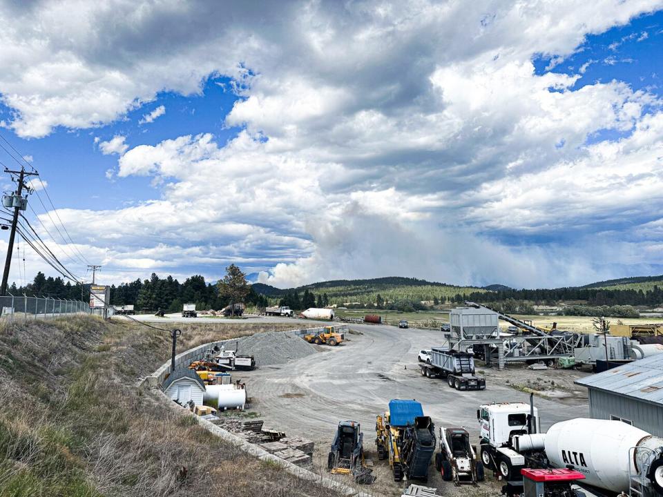 Pictured is a large plume of smoke from the St. Mary's River wildfire as seen from the community of Cranbrook on July 17, 2023. 