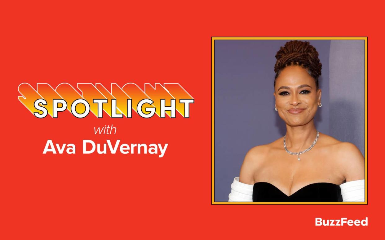 Ava DuVernay smiles in a graphic for BuzzFeed's Spotlight series