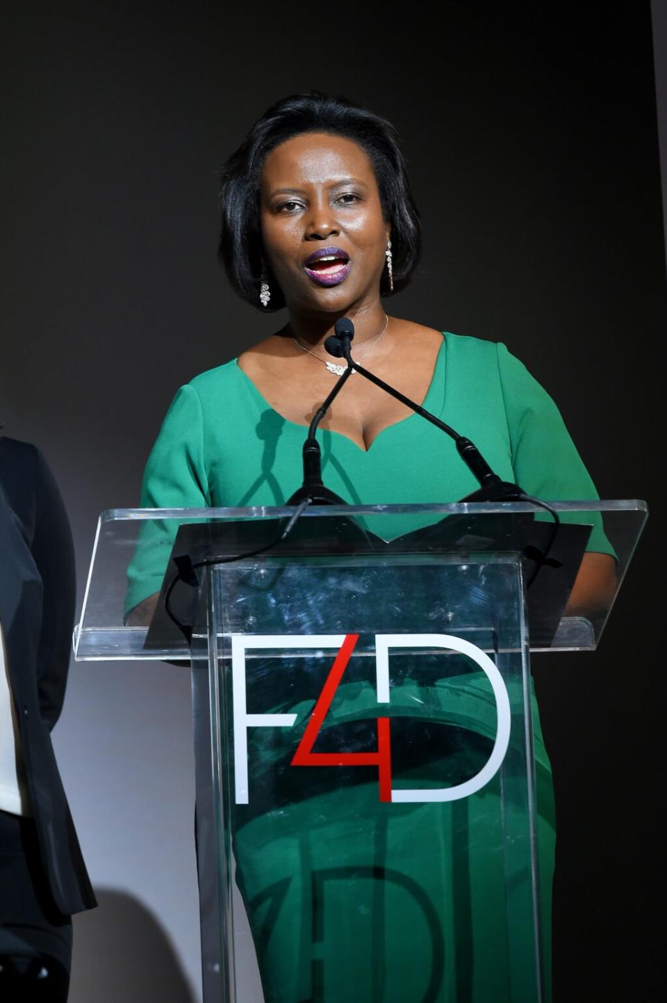 First Lady of Haiti, Martine Moïse speaks onstage during Fashion 4 Development’s 9th Annual Official First Ladies Luncheon at The Pierre Hotel on September 24, 2019 in New York City. (Photo by Ben Gabbe/Getty Images for Fashion 4 Development )