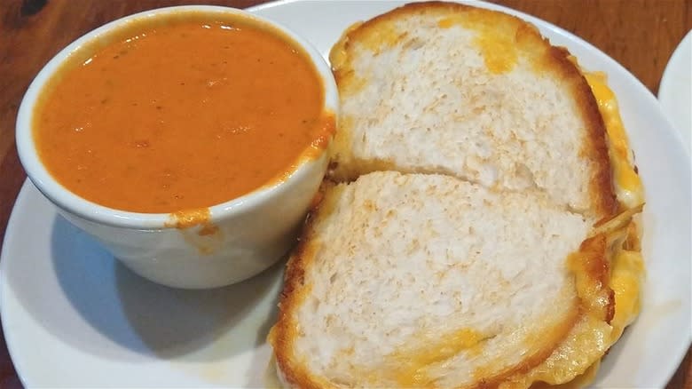 Tomato soup grilled cheese sandwich