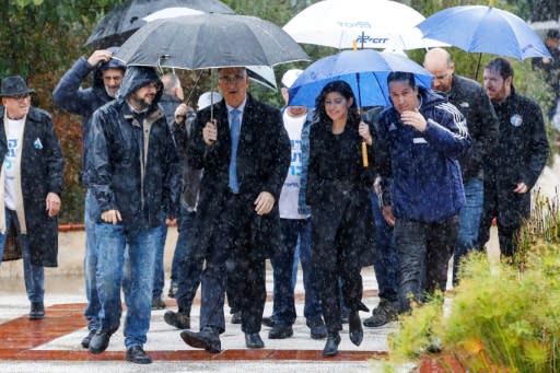 Gideon Saar arrives to cast his ballot during a Likud party primary election vote in Tel Aviv