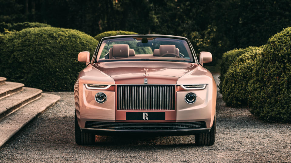 For a new take on the signature Pantheon grille, the metal is milled and the surrounds are painted matte cognac so only the polished vanes stand out. - Credit: Rolls-Royce Motor Cars