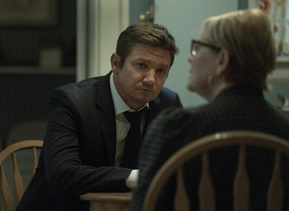Jeremy Renner as Mike McLusky and Dianne Wiest as Mariam McLusky (Paramount +)