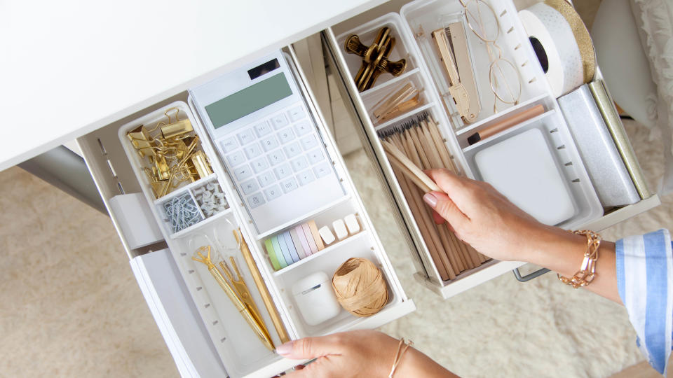 Clear desk drawer organizers