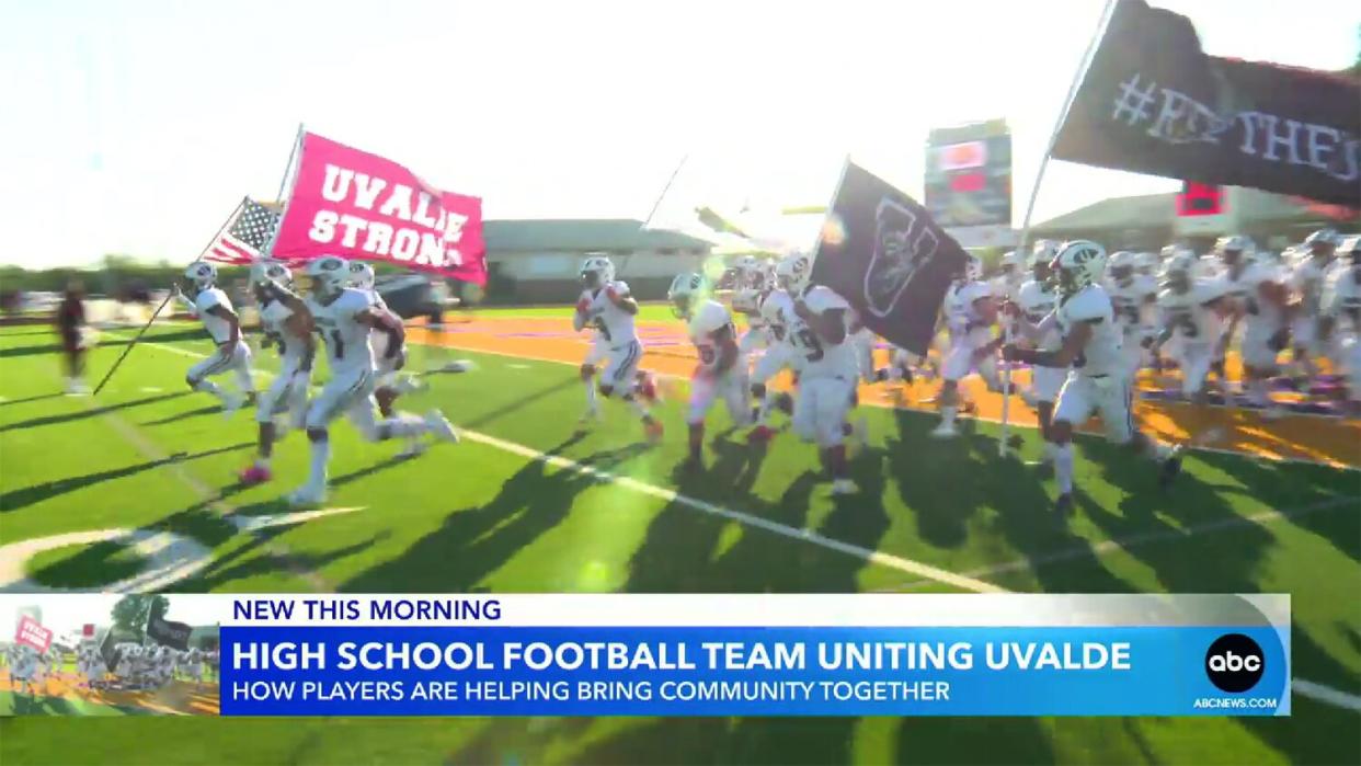 Uvalde high school football team honors shooting victims