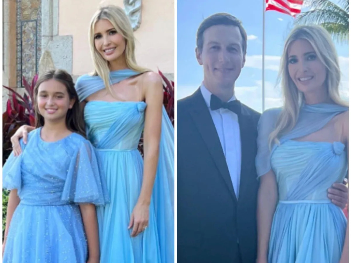 Ivanka Trump wore a timeless, strapless blue gown at Tiffany Trump's wedding to ..