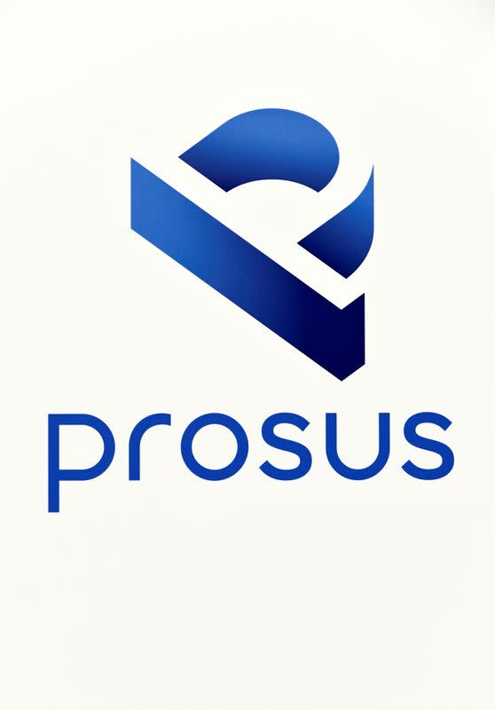 FILE PHOTO: A logo of Prosus is diplayed at Amsterdam's stock exchange building as Prosus begins trading on the Euronext stock exchange in Amsterdam